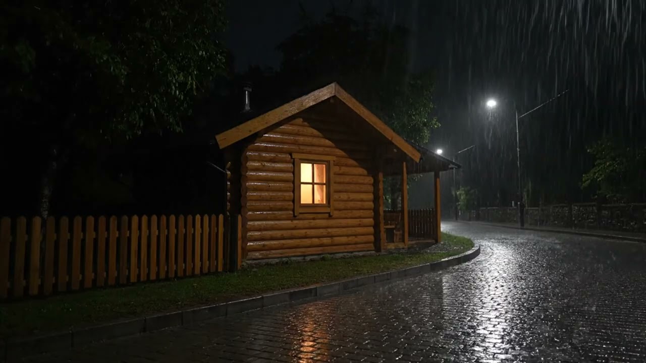 Night Rain Sounds on Cabin for Sleeping and Insomnia