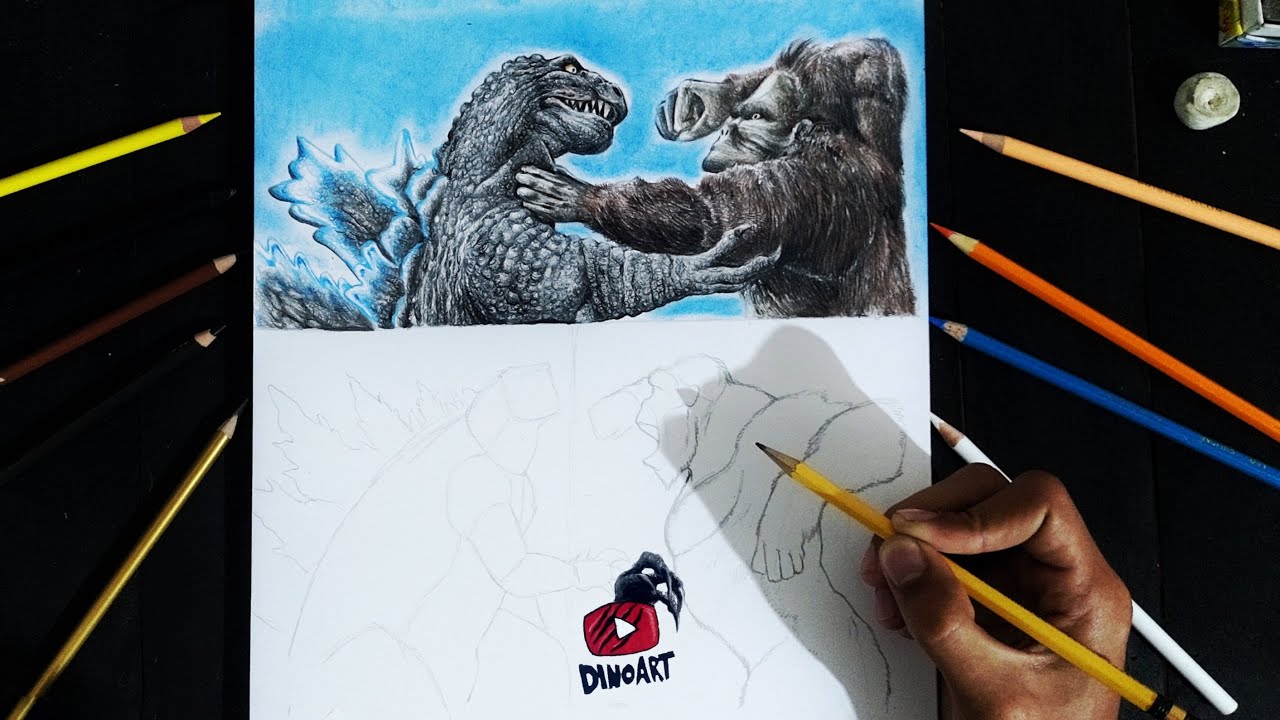 EPICO DIBUJO GODZILLA VS KONG | PARTE 1 | Godzilla vs Kong 1962