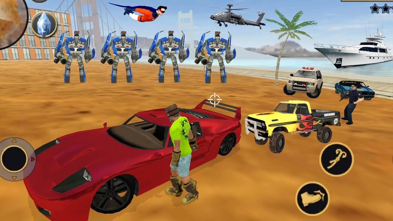 Vegas Crime Simulator (Superhero Captured Red Robot Car) 🚗 Robot Car make Friend - Android Gameplay