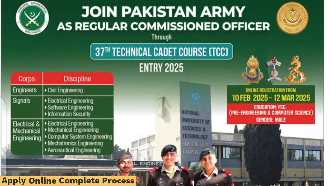 Join Pak Army As Regular Commissioned Officer Jobs 2025-Technical Cadet Course Registration Process