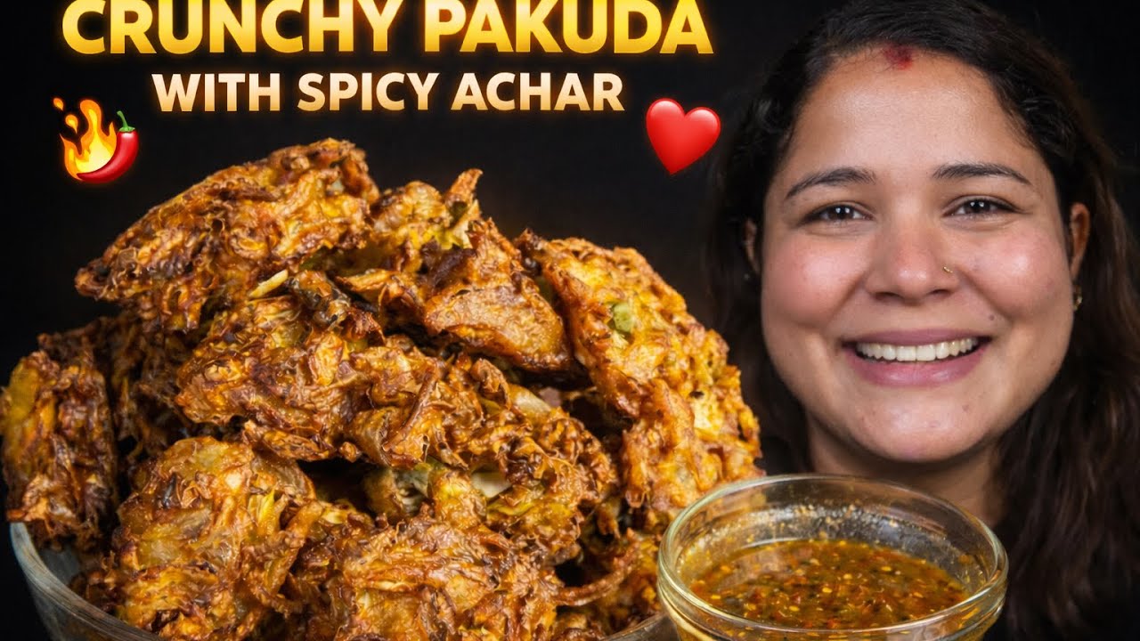 Crunchy Pakuda with Spicy Achar | Easy & Tasty Snack Recipe🫰❤️‍🔥