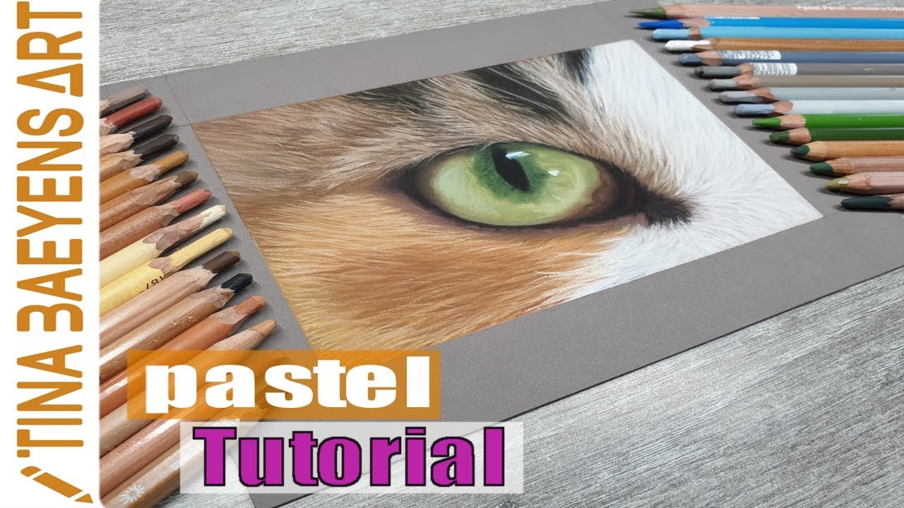 PASTEL TUTORIAL : how to draw CAT EYE | Step-by-step | TinaBaeyensArt