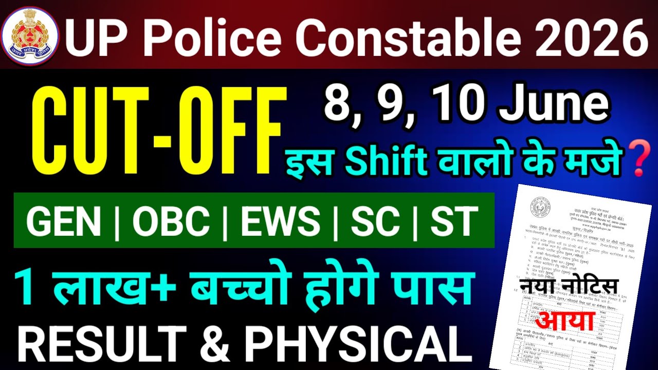 UP Police Constable Cutoff 2026 / UPP  Constable Expected Cutoff / UP Police Re Exam Safe score