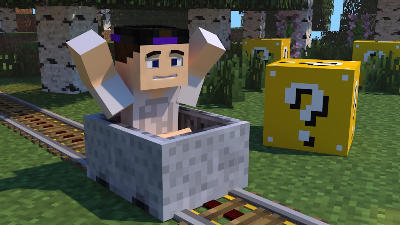 MONTANHA RUSSA DE LUCKY BLOCK - ESCADONA LUCKY BLOCK (C/ EDU, NENHO E AFREIM) ( MINECRAFT )