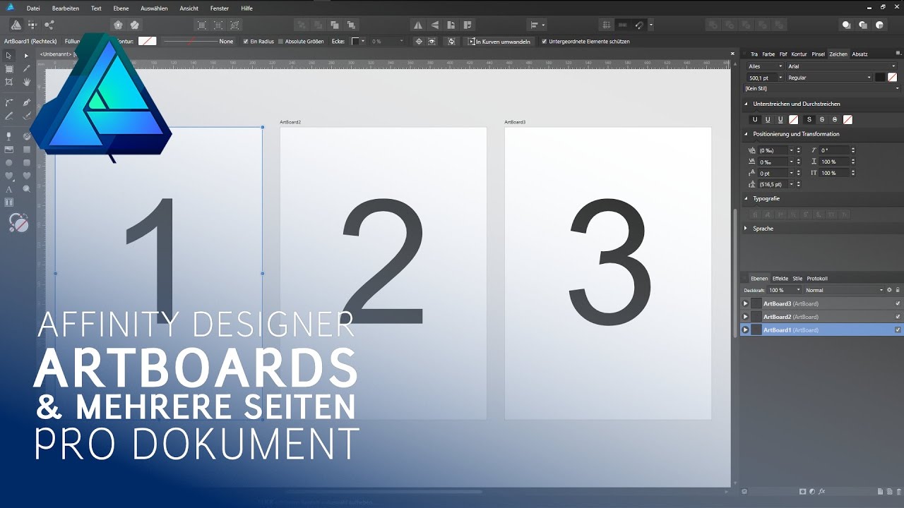 Affinity Designer v1.5 - Artboards & mehrere Seiten pro Dokument