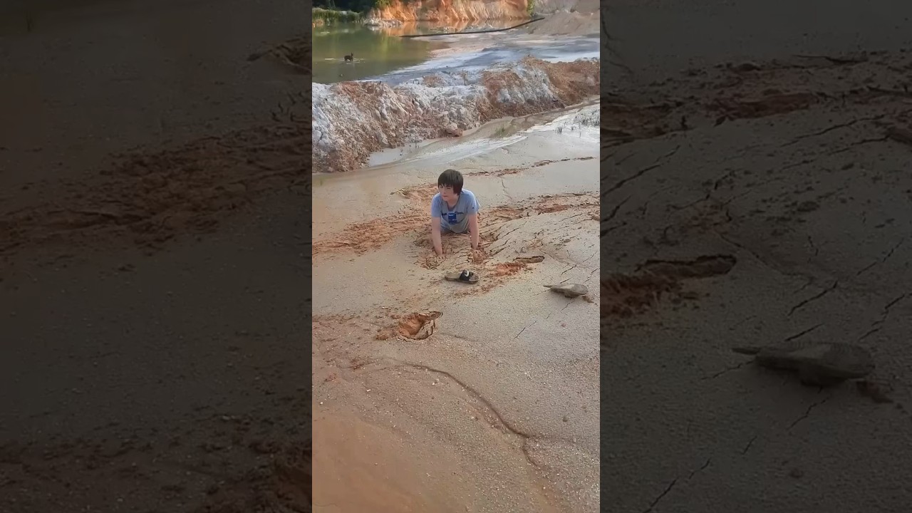 Kid Gets Stuck In Quick Sand!👀 #shorts