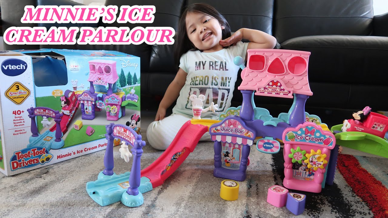 VTECH TOOT TOOT DRIVERS MINNIE'S ICE CREAM PARLOR UNBOXING and ASSEMBLING