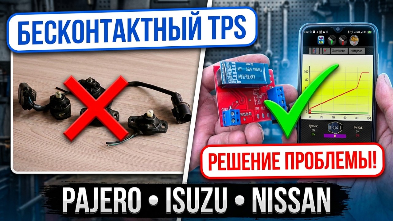 [RUS] Бесконтактный TPS для Pajero, Iuzu, Nissan, Opel  регулировка, настройка  троса АКПП на 4m40