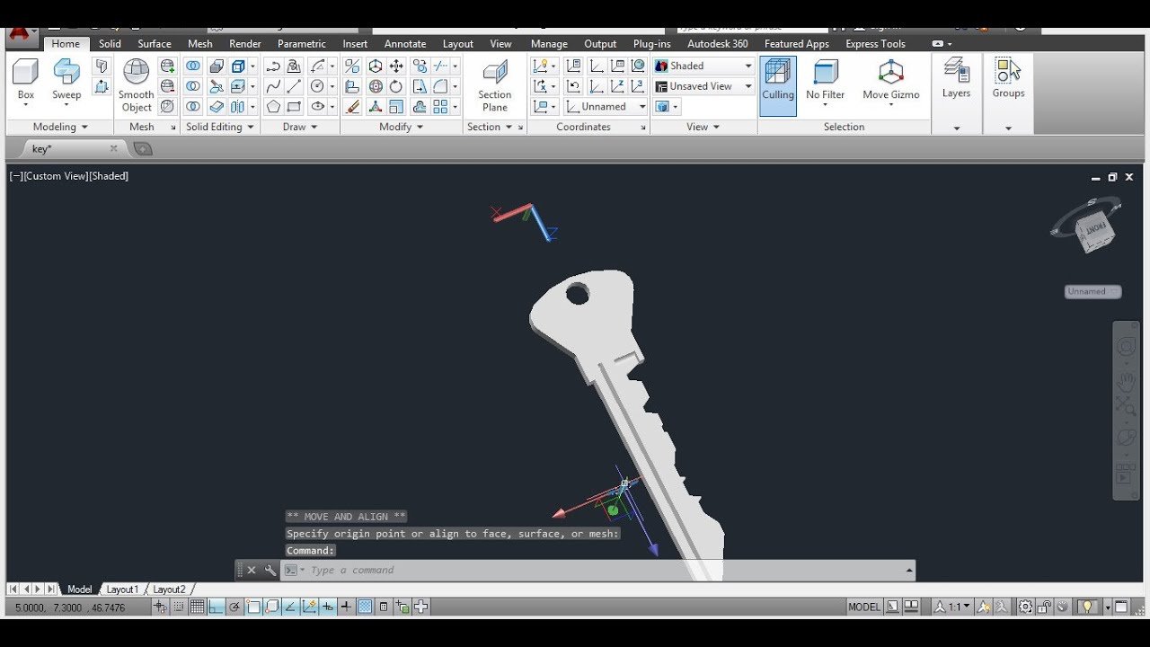 Autocad Tutorial 3D key Modelling