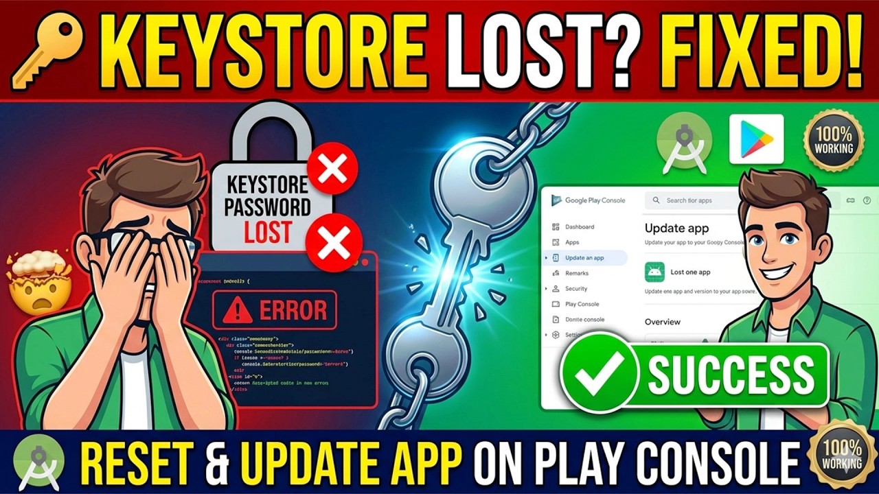 🔑 Fix Keystore Password Error in Android Studio | Recover Lost Keystore & Update App on Play Console