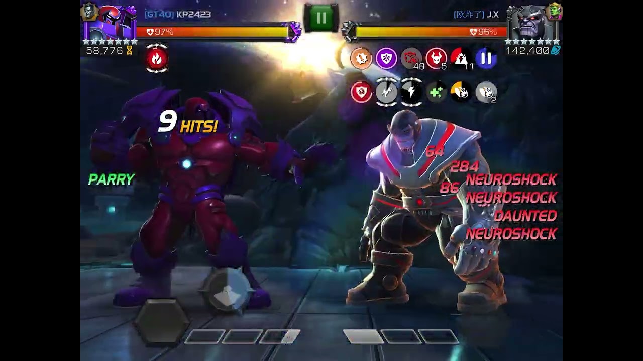 Onslaught vs Deathless Thanos Node 43 Hazard Shift Incinerate/Shock/Aggression Prowess AW S61 Mcoc