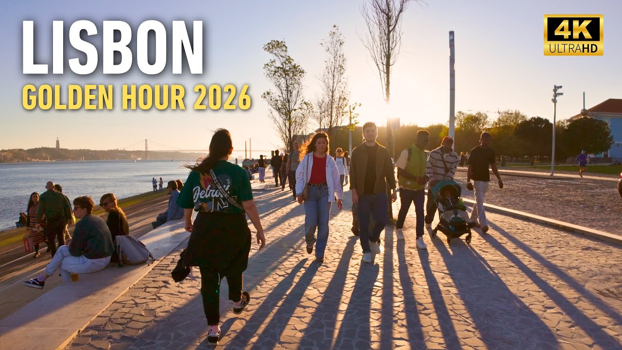 Lisbon Chiado to Pra&ccedil;a do Com&eacute;rcio Walking Tour 2026 &mdash; Golden Hour 4K