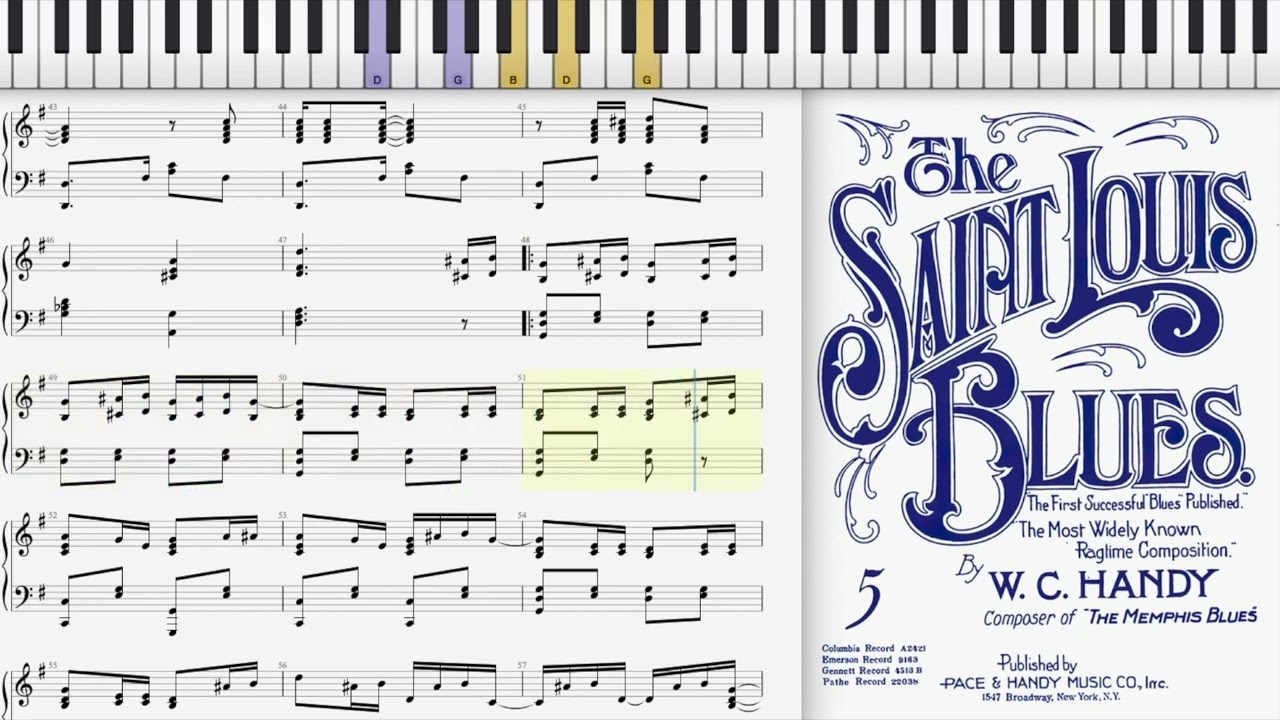The Saint Louis Blues by W. C. Handy (1914, Blues piano solo)