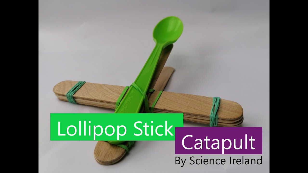 How to make a lollipop/popsicle stick marshmallow catapult -- by Science Ireland