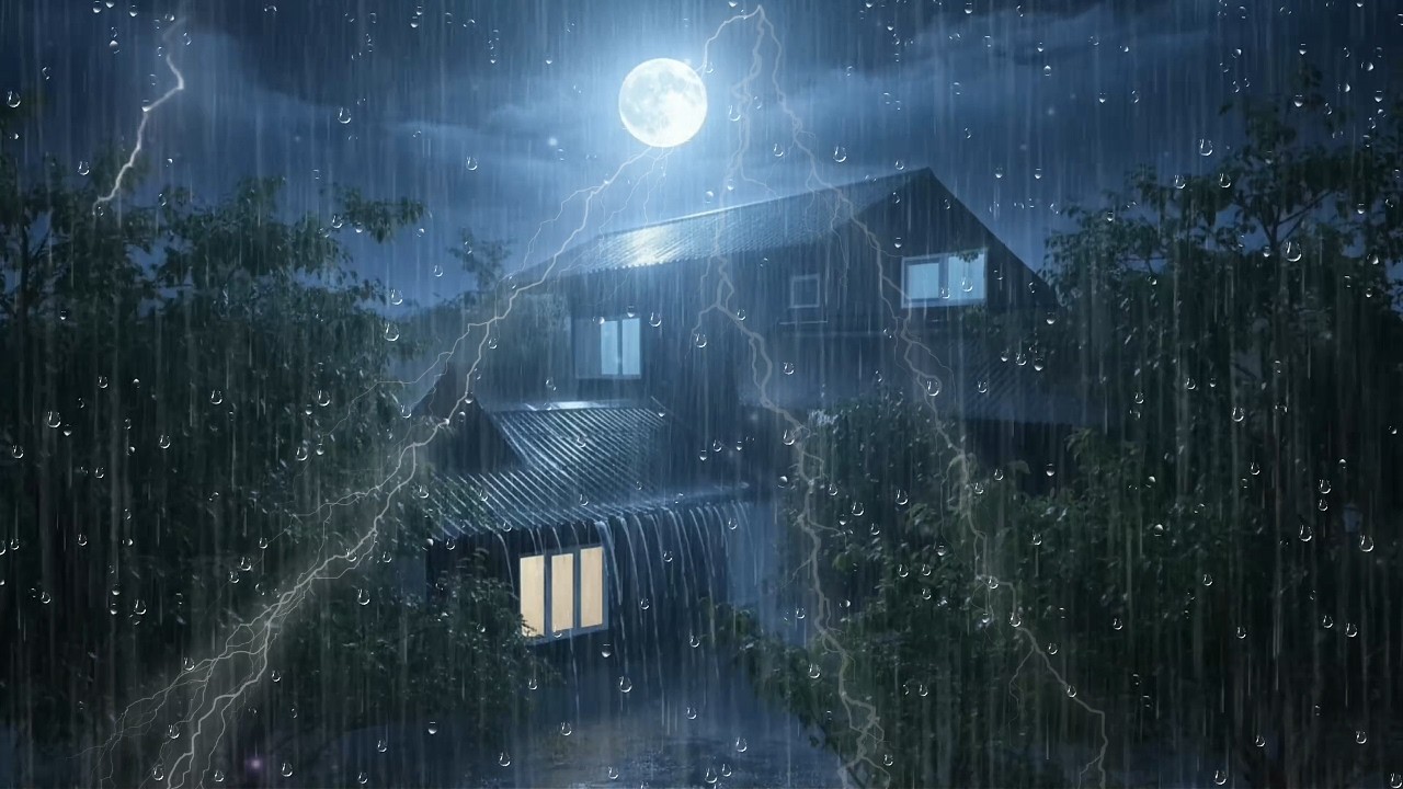Midnight Rain & Lightning ⚡ | Natural White Noise Sleep