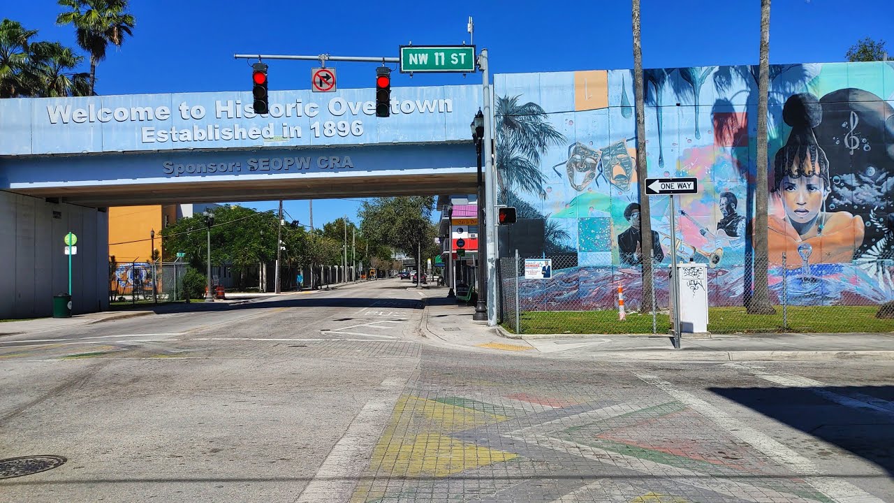 4K Historic Overtown ( Main Road ) , Winter City Walking Tour , Miami FL , February 2024