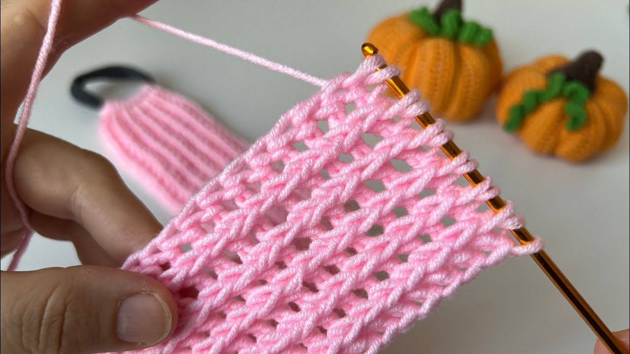 Çok Kolay Tunus işi Örgü Saç Bandı Yapımı / Bandana Örgü Modelleri / Tunisian Crochet Headband