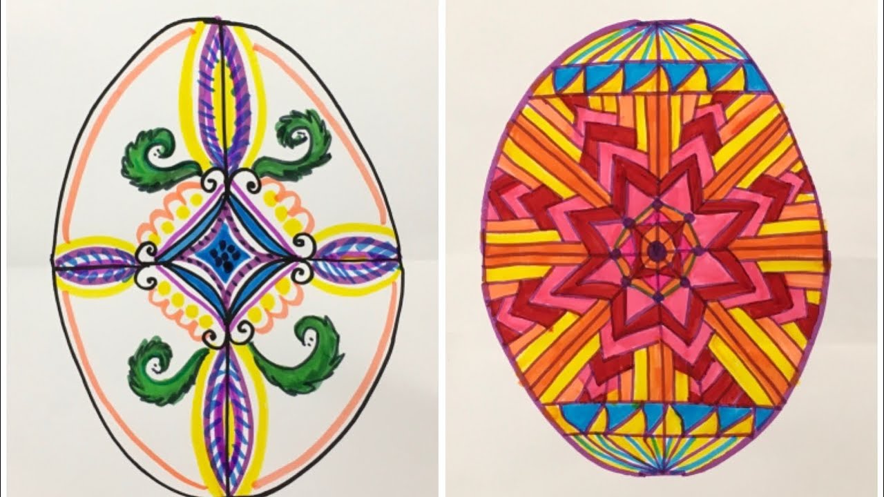 Draw a Pysanky Ukrainian Egg for Spring Age 8 and older.