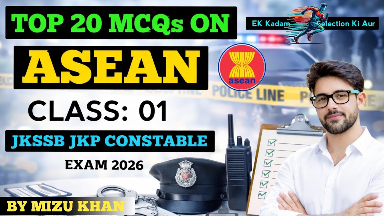 IMPORTANT MCQS ON ASEAN || FOR JKP CONSTABLE EXAM|| IMPORTANT MCQS ON ASEAN  FOR JKP CONSTABLE EXAM.