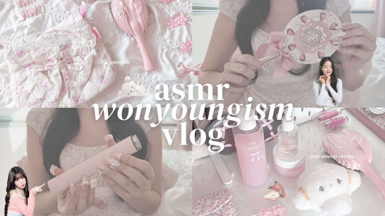 🧴💗 soft girl asmr vlog | wonyoungism bag peek + pink skincare