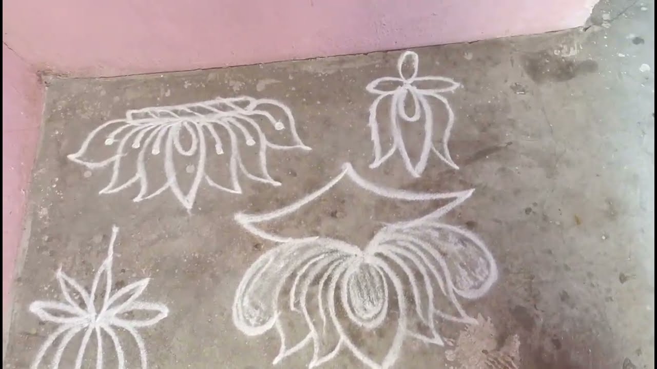 Begniners louts kolam #easy kolam #daily பத்து வித தாமரை பூ கோலம் 💐குட்டி குட் டி தாமரை 