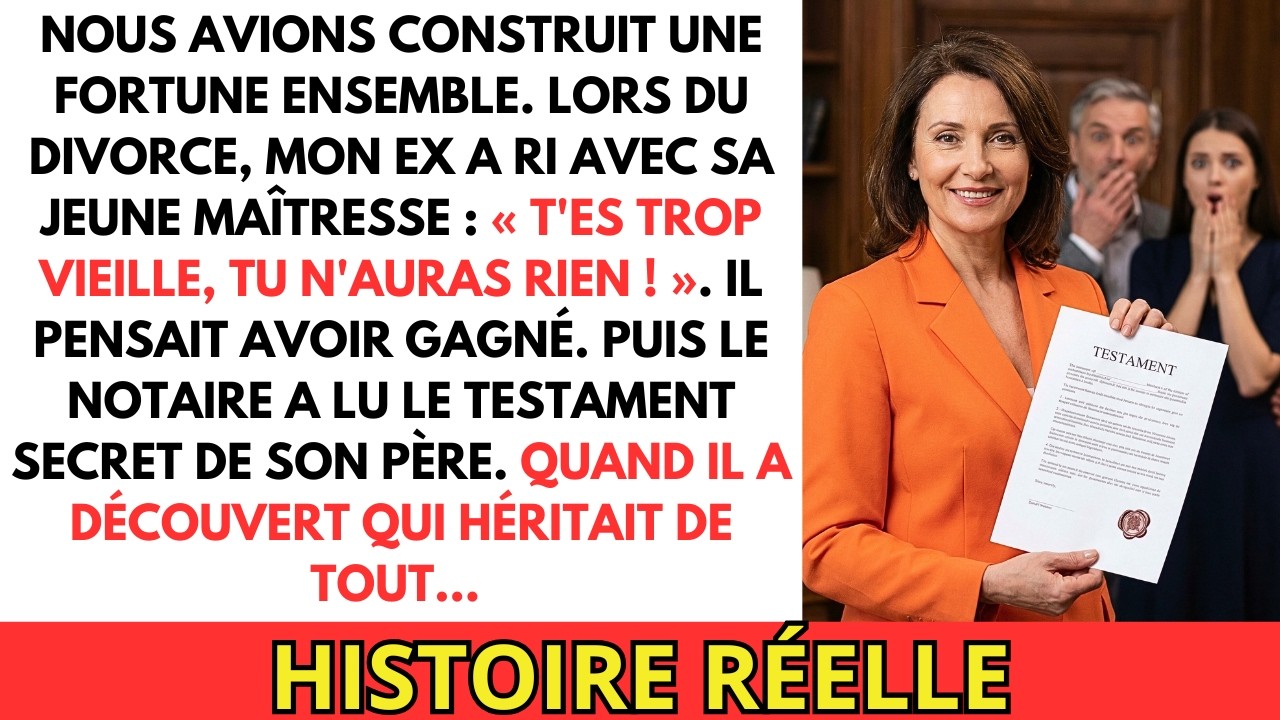 « T'es trop vieille » a ri mon ex. Puis le Notaire a lu le testament secret... Alors...