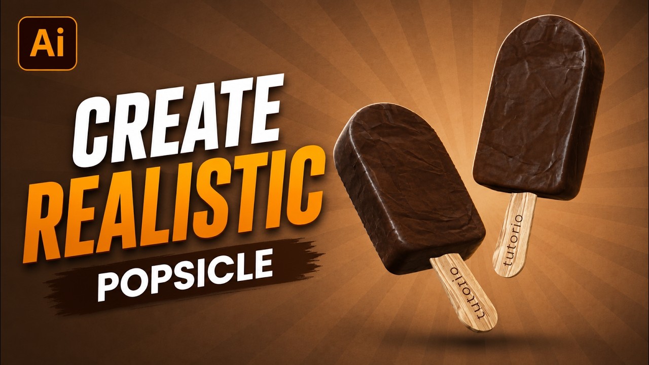 Chocolate Popsicle 3D Illustration in Adobe Illustrator using 3D Effects