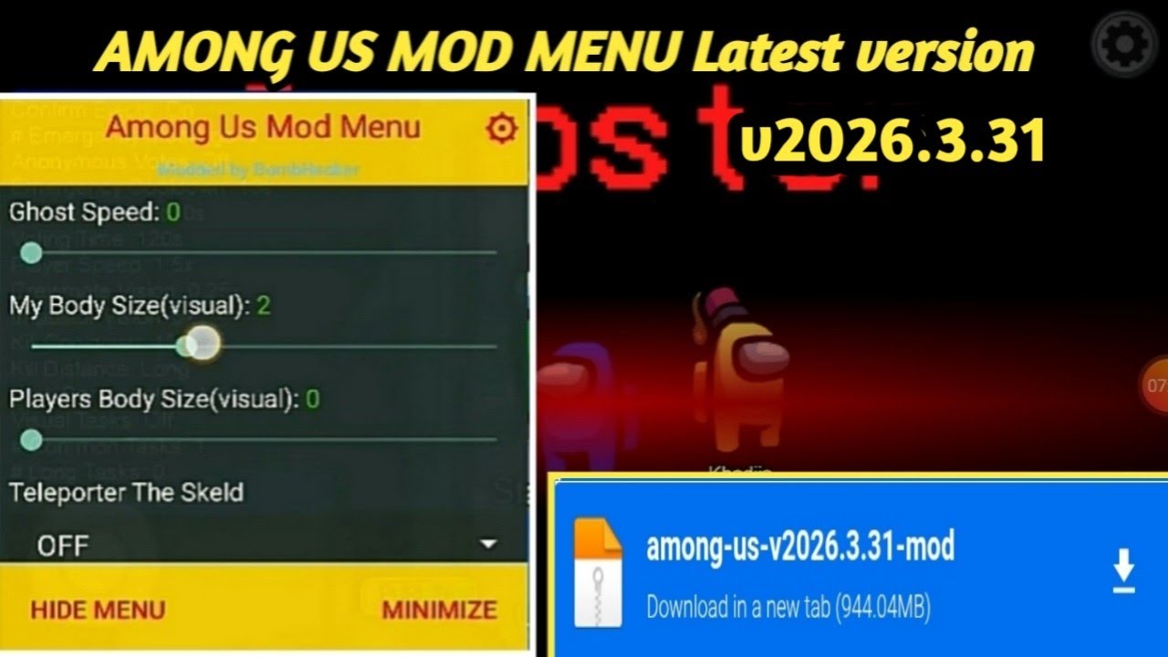 Among Us mod menu v2026.3.31|Fake Imposter, ESP, Teleport, All outfit unlocked, Free chat etc. 