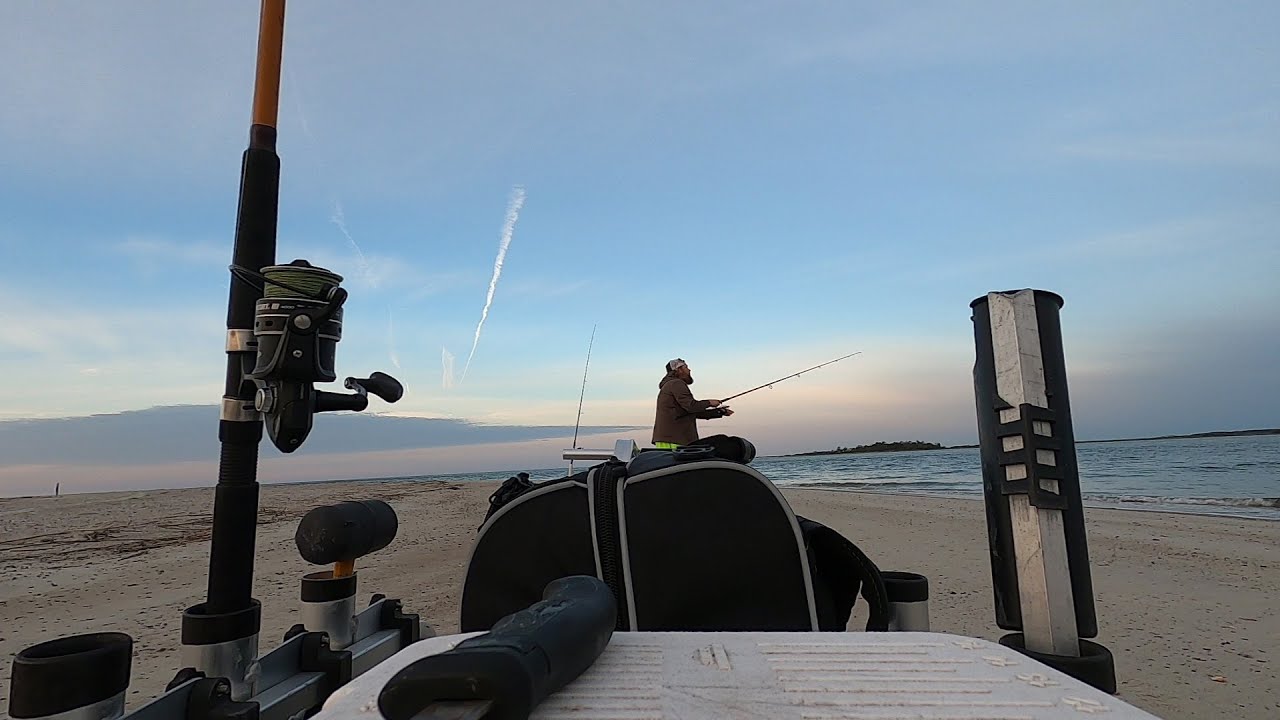 Beautiful Day Catching Fish To Eat Surf Fishing Tybee Island CRAZY DOUBLE