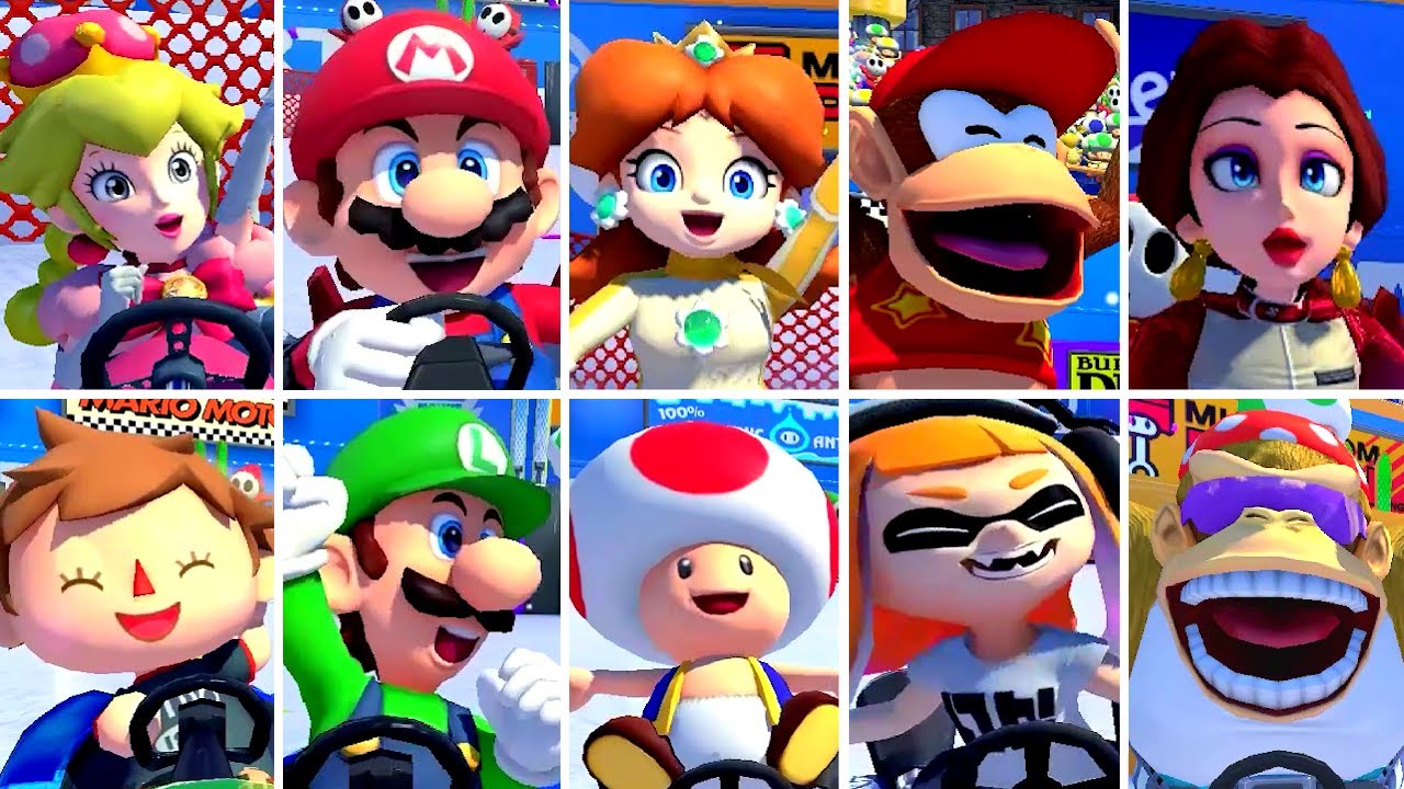 Mario Kart 8 Deluxe - All Characters Winning Animations (DLC Included)