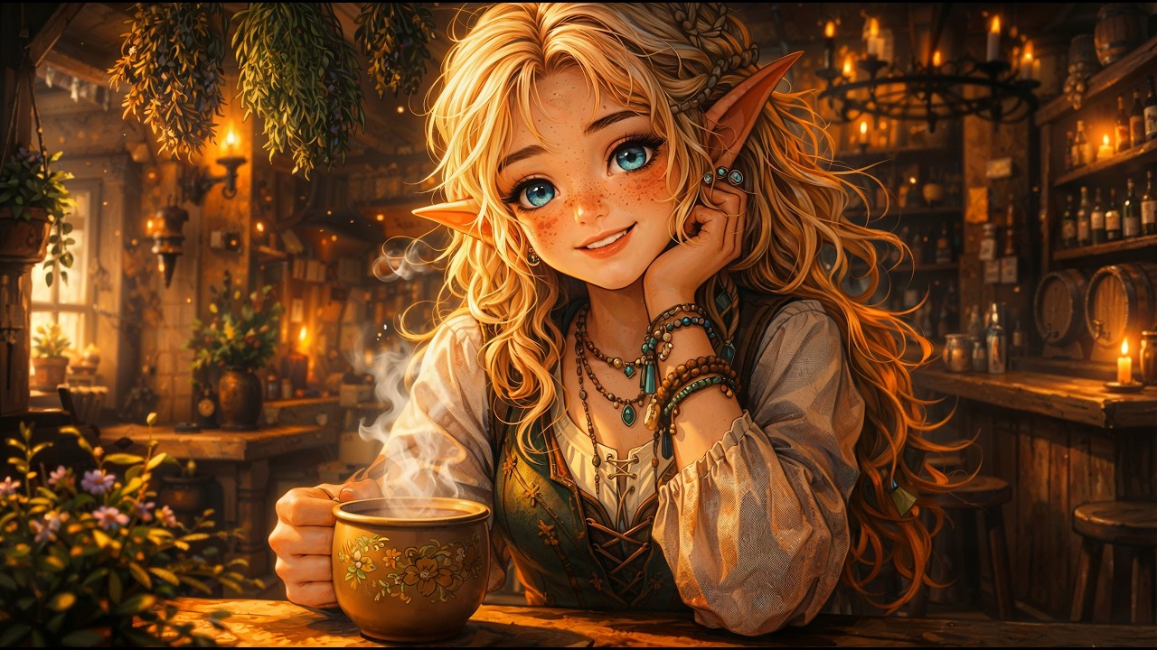 Cozy Elven Tavern & Coffee Shop — Fantasy Ambient Music for Reading, Study & Sleep