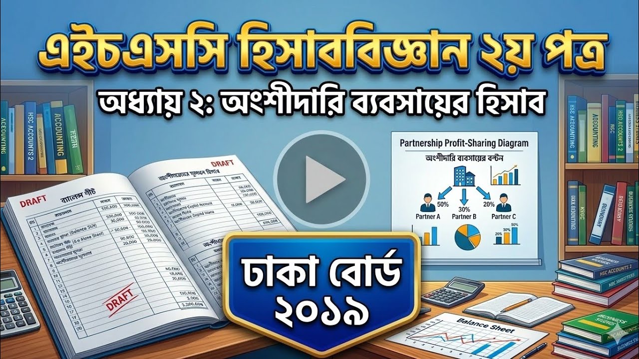 এইচএসসি হিসাববিজ্ঞান দ্বিতীয় পত্র | অধ্যায়: অংশীদারি ব্যবসায়ের হিসাব | ঢাকা বোর্ড ২০১৯