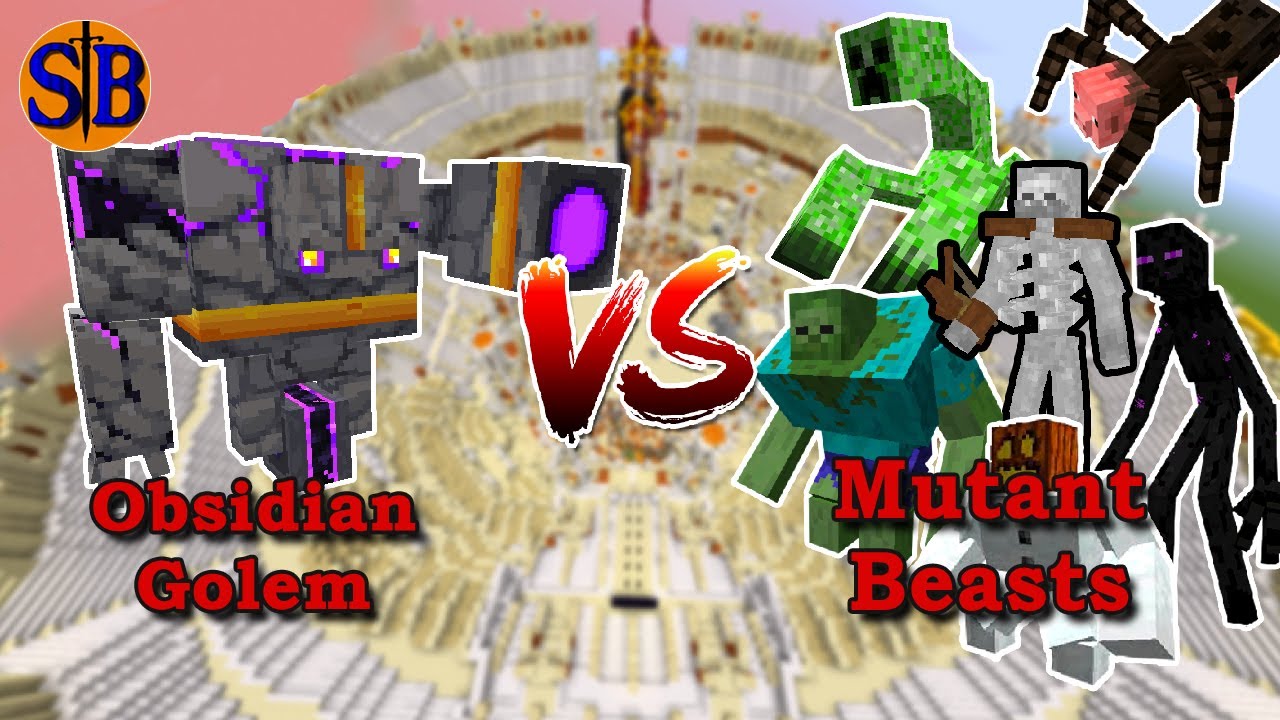 Obsidian Golem (Golemania) VS Mutant Beasts | Minecraft Mob Battle