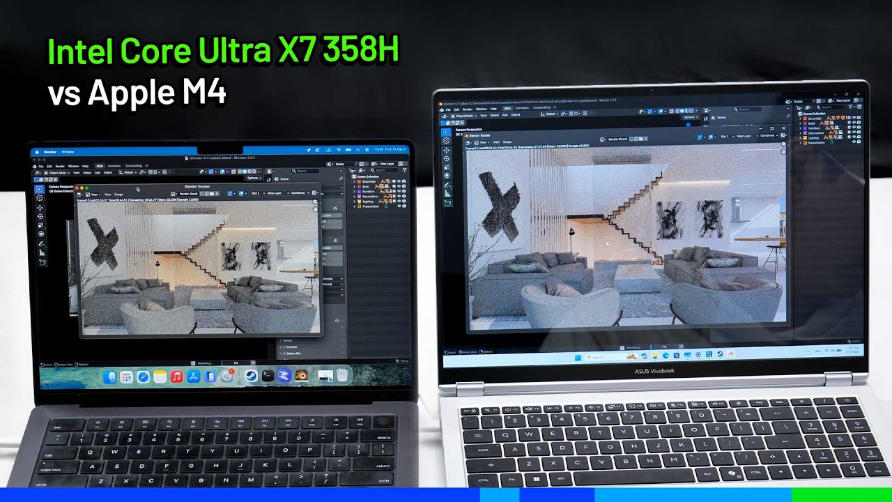 Test hiệu năng làm việc: Intel Core Ultra X7 358H vs Apple M4 (Cả rút sạc & cắm sạc)