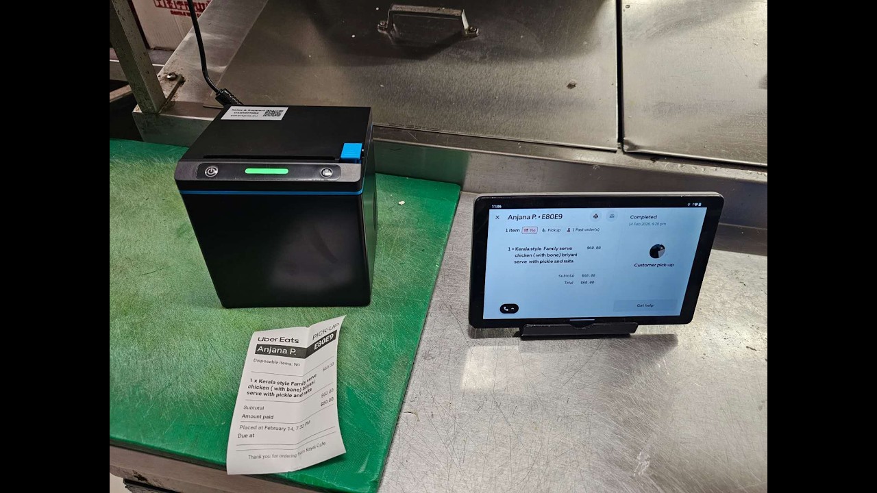 Cafe Shop in Melbourne Victoria Australia use our Uber Eats Printer Connect via Bluetooth