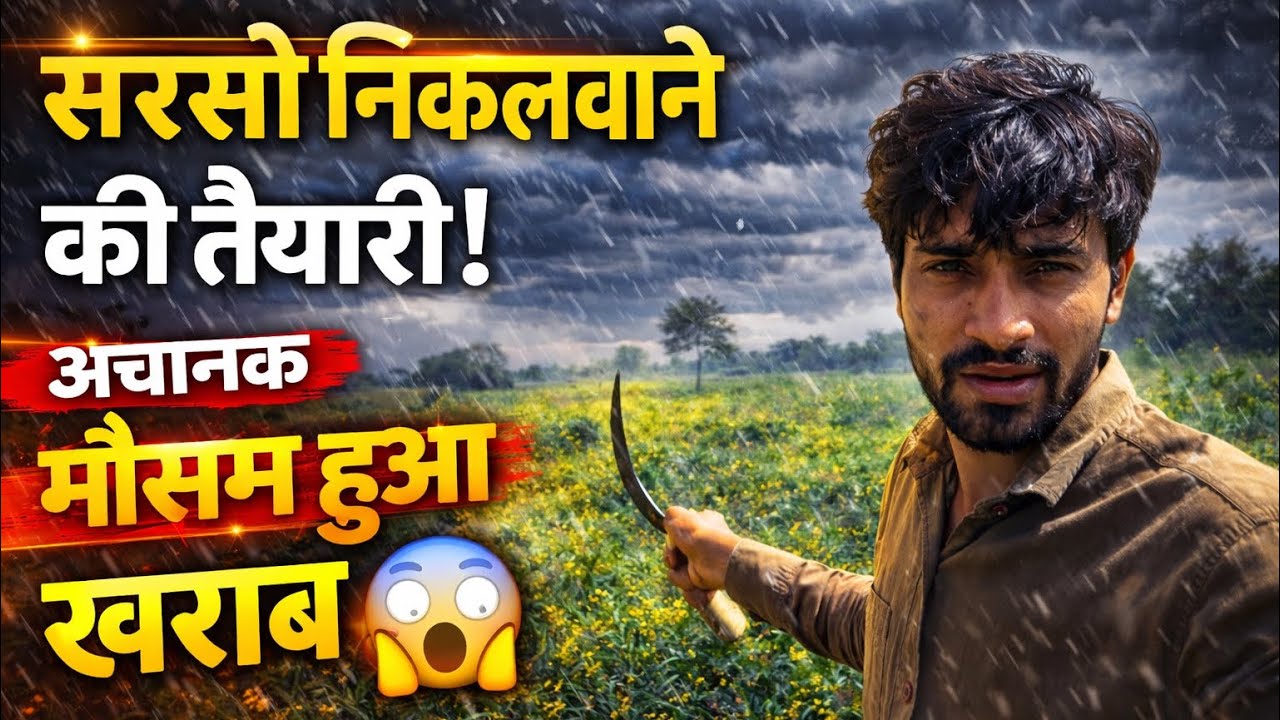 खेत में सरसों निकलवाने की तैयारी! अचानक मौसम हुआ खराब 😱