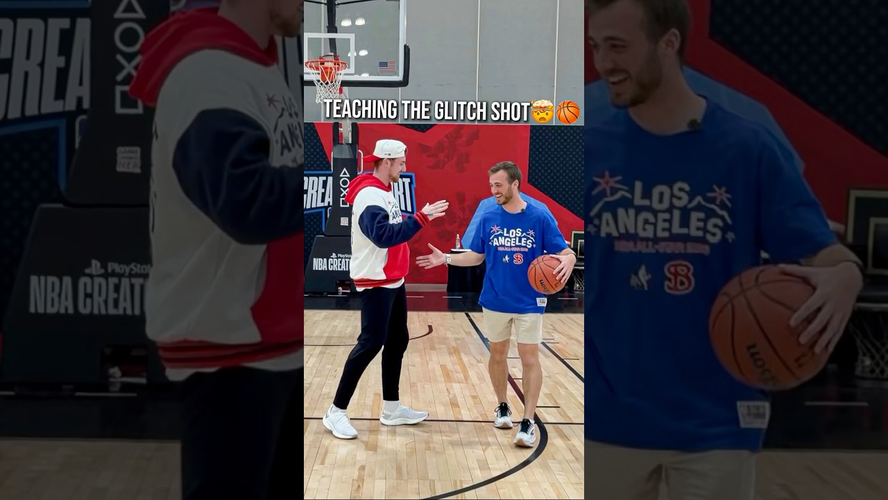 Teaching creators the glitch shot! #glitchshot #trickshot #basketball #tutorial