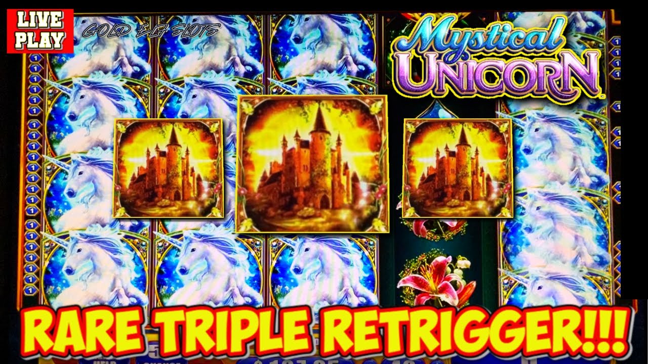 RARE TRIPLE RETRIGGER!!!  Mystical Unicorn Classic WMS Slot MACHINE Great Session Live PLAY