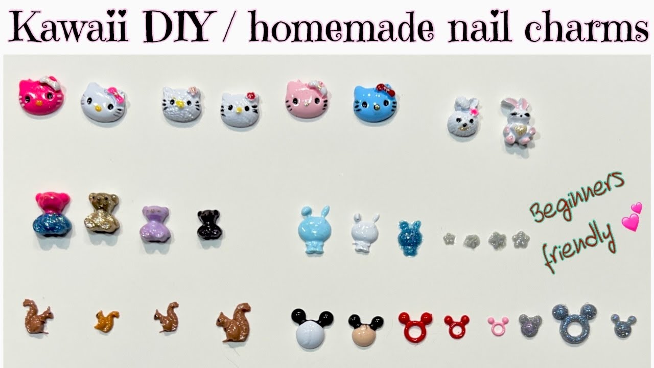 DIY Kawaii/ nail charms homemade- beginners friendly ❄️🐻🐰🐿