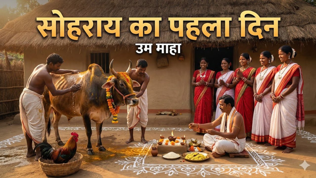 सोहराय पहला दिन: पूजा,गायों की सजावट | संथाल त्योहार की शुरुआत 