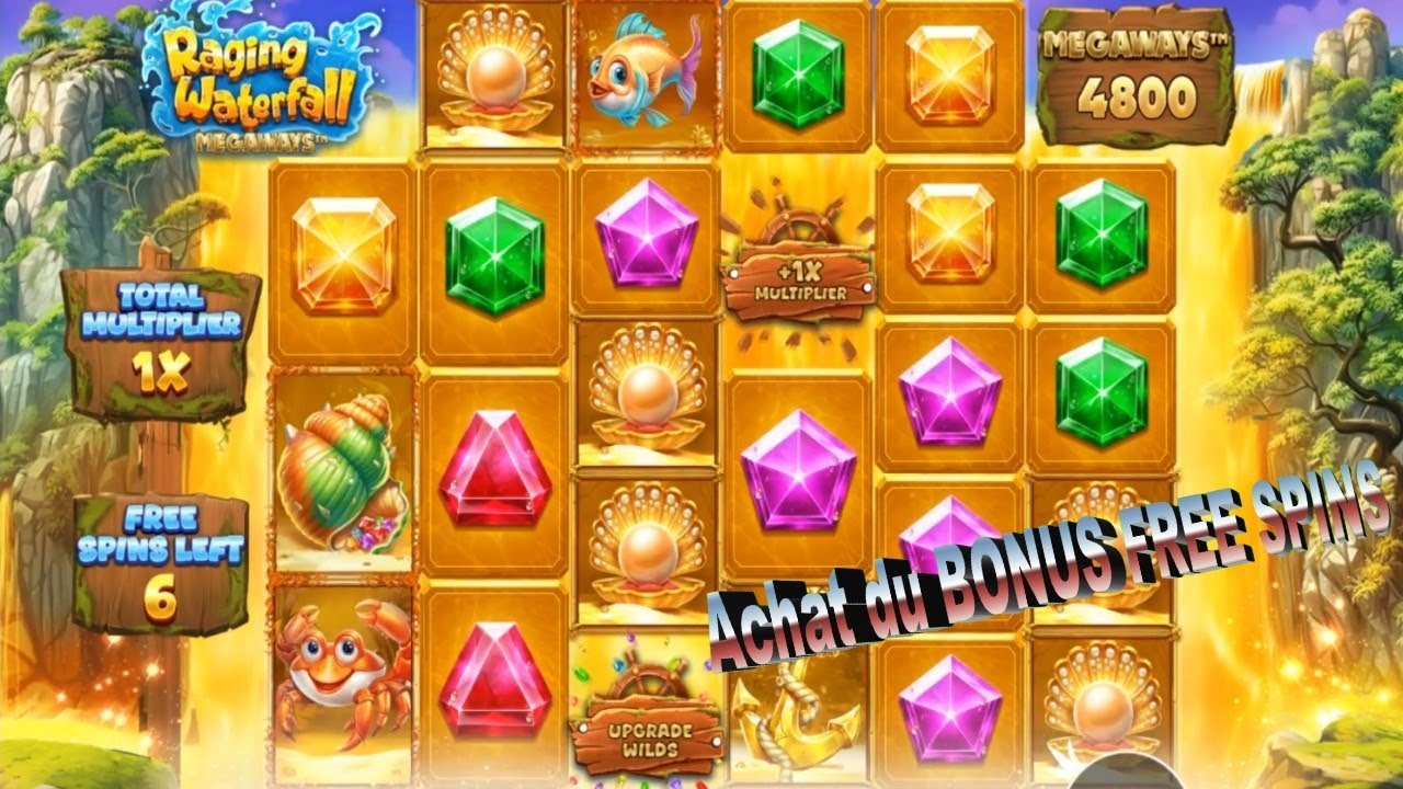 Achat des parties BONUS FREE SPINS 🍀 Machine &agrave; sous RAGING WATERFALL 🍀