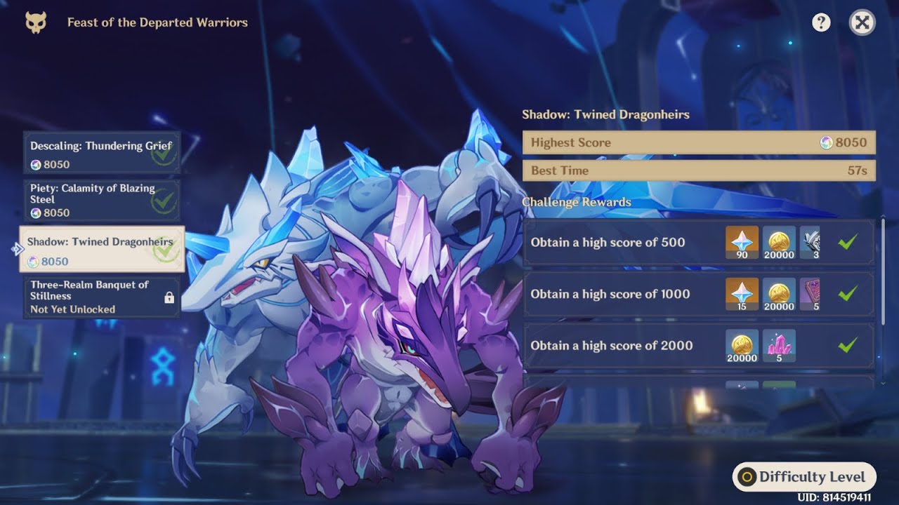Shadow Twined Dragonheirs (max score 8050) under 1 minute | Genshin Impact