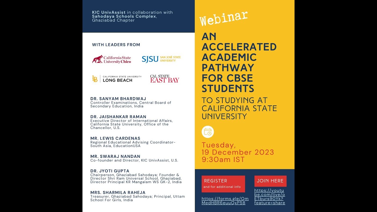 Accelerated Academic Pathway for CBSE Students to Studying at California State Universities