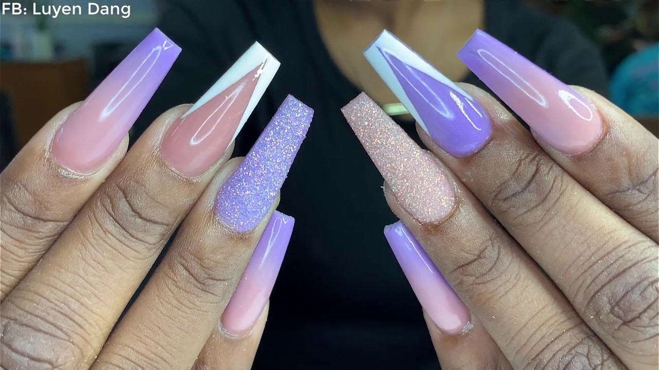 Acrylic ombre purple color | Nails Tutorial |