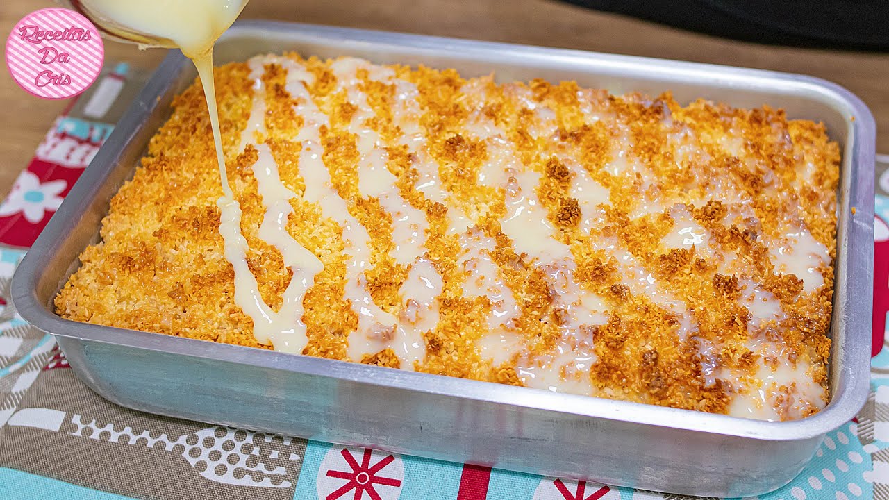BOLO CUCA DE COCO COM LEITE CONDENSADO | FÁCIL E RÁPIDA | RECEITAS DA CRIS