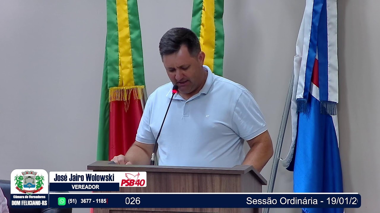 Sessão Ordinária - Câmara de Vereadores de Dom Feliciano - 19/01/2026