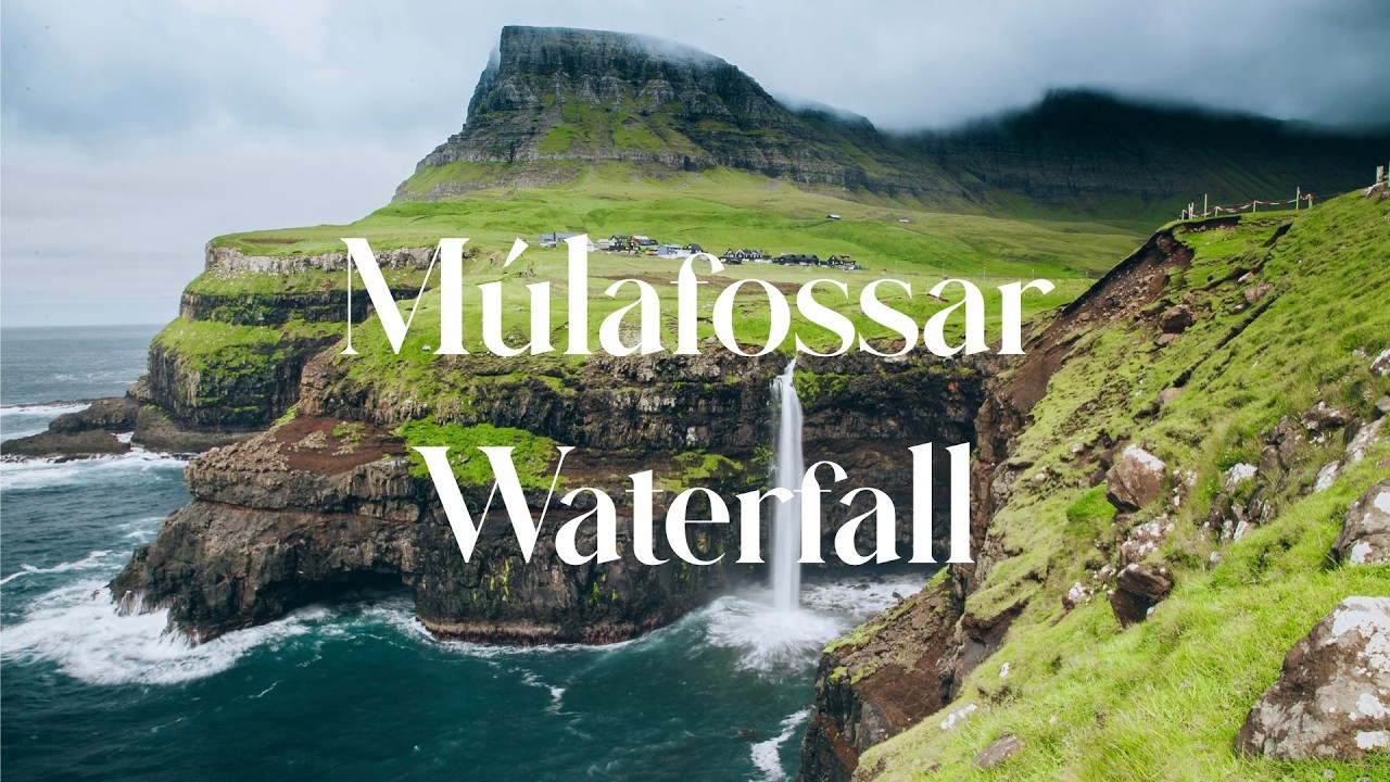 MÚLAFOSSUR WATERFALL | Faroe Islands by Drone in 4K - DJI Mavic Air 2