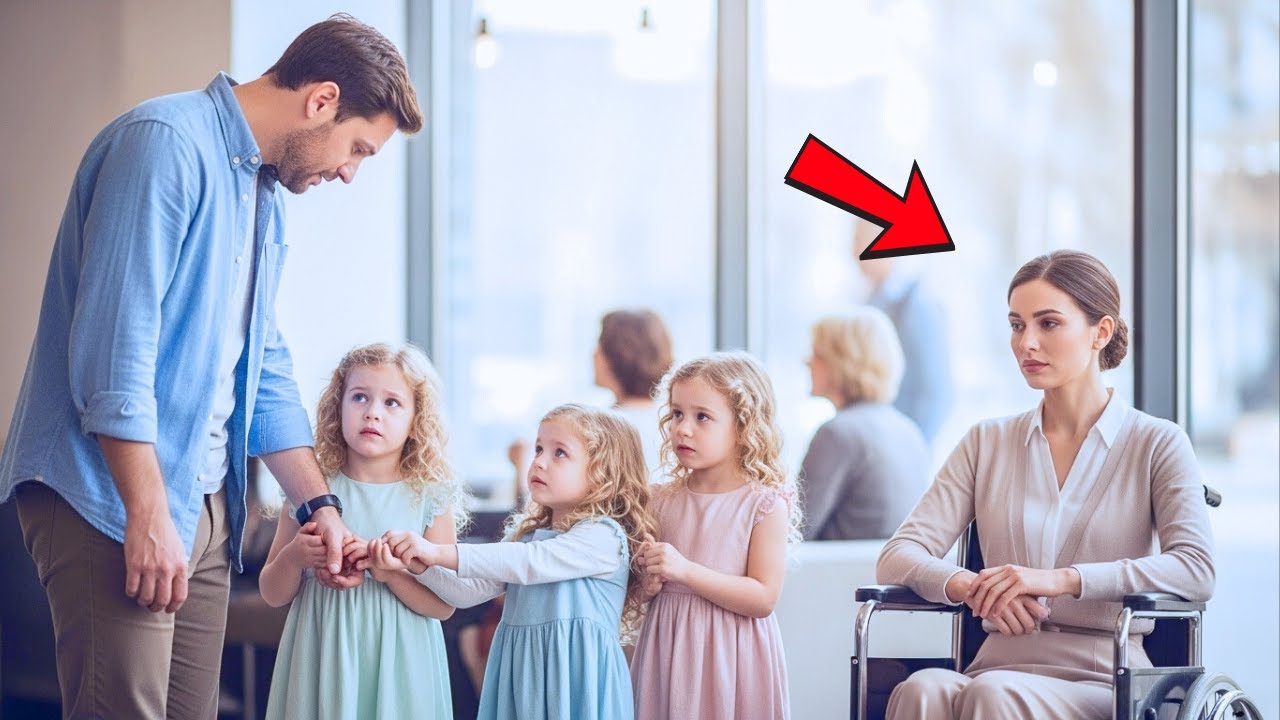 Single dad saw a wheelchair woman waiting in silence—until his girls tugged his sleeve