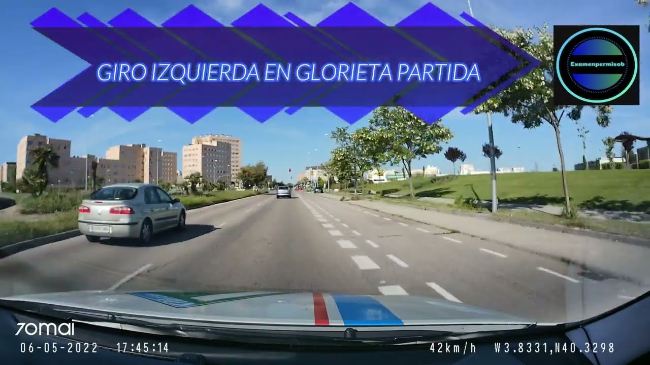 Giro izquierda en glorieta partida, EXAMEN PR&Aacute;CTICO de CONDUCIR en  M&Oacute;STOLES