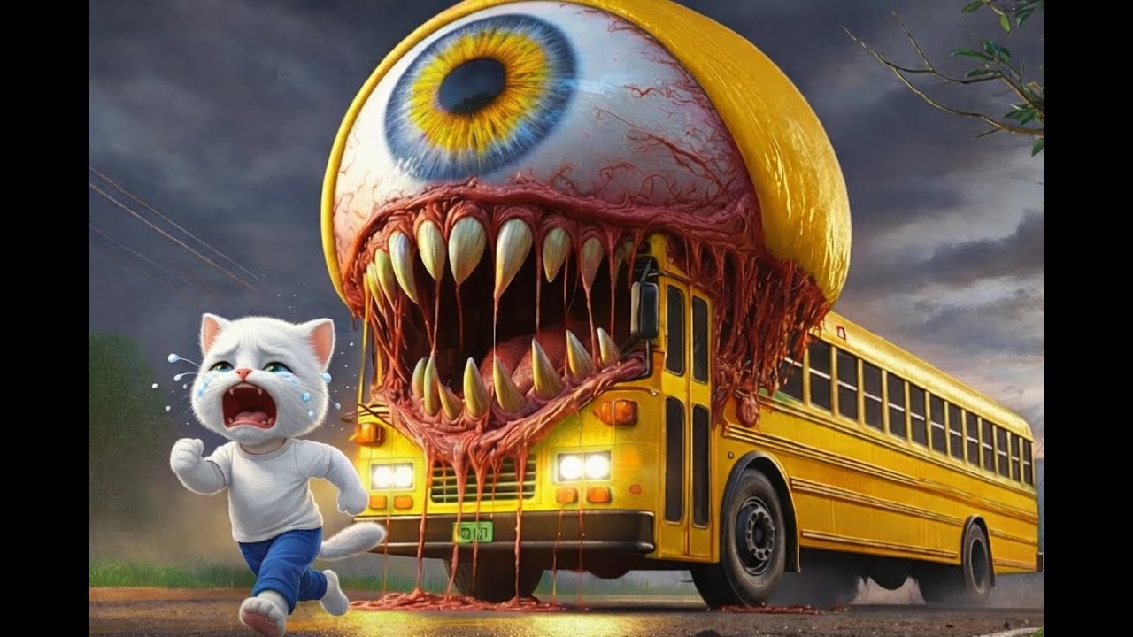 ⚡Monster Bus Fights White Kitten😼The Horrifying Battle! 👉 Epic Animated Story / AI CAT STORY